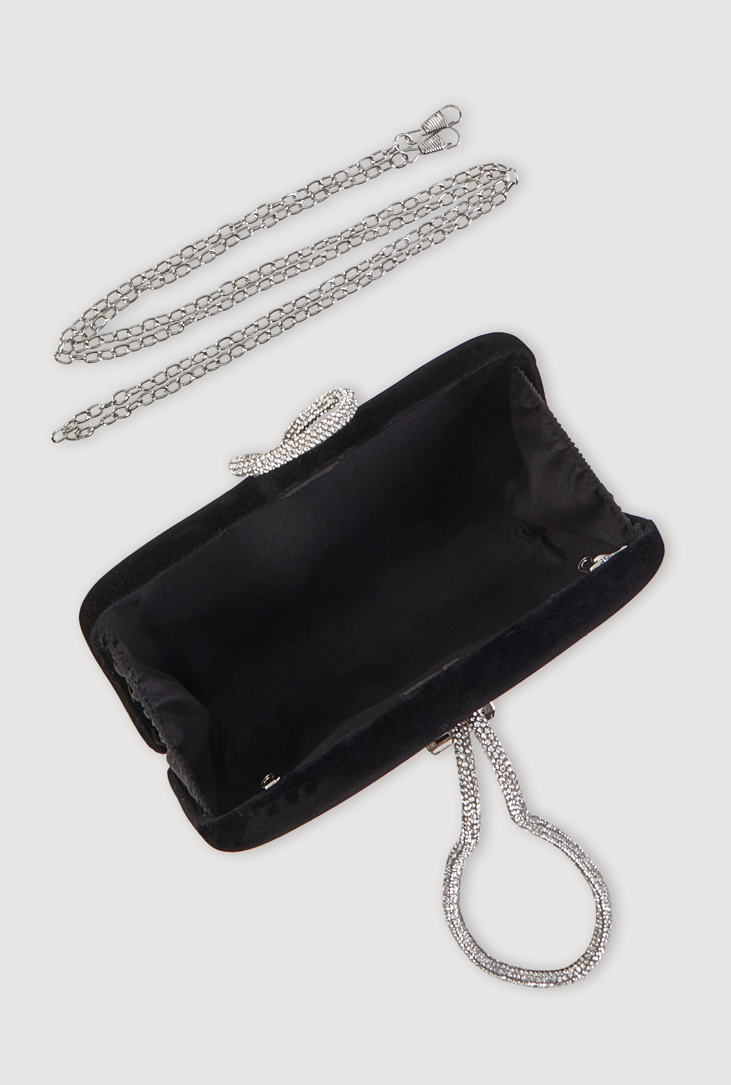 Encrusted Rhinestone Loop Strap Convertible Clutch