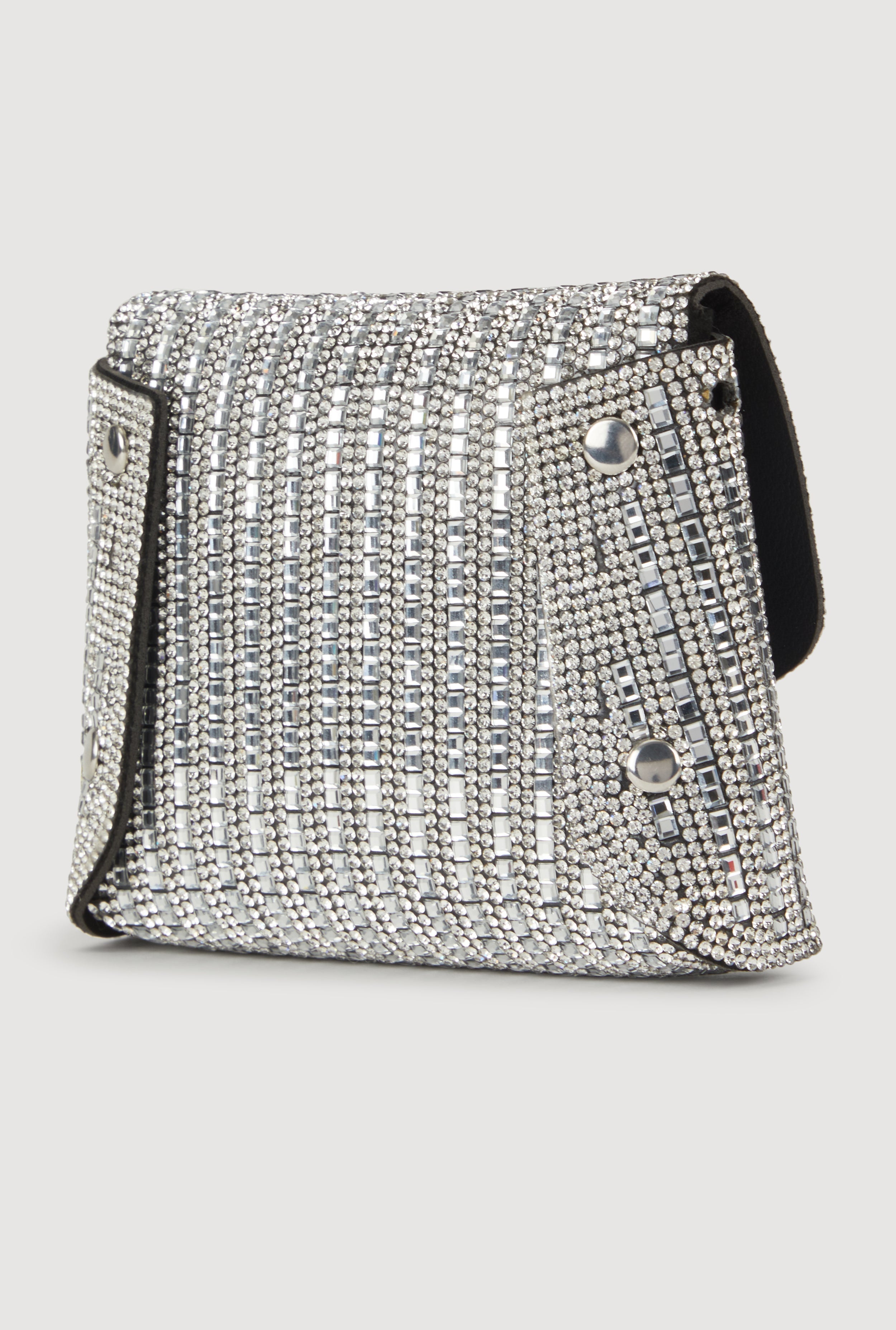Mini Rhinestone Envelope Clutch with Removable Strap