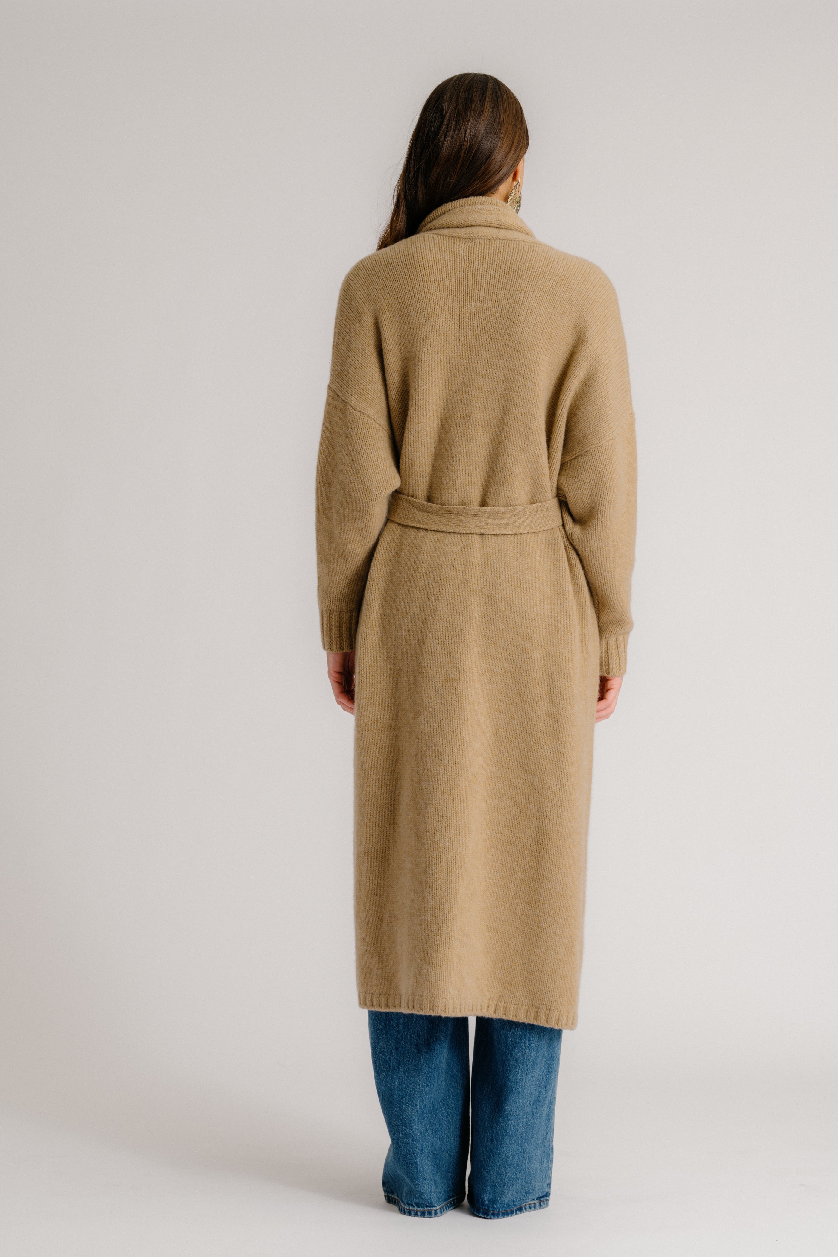 SULLIVAN BELTED SHAWL CASHMERE DUSTER | CAMEL