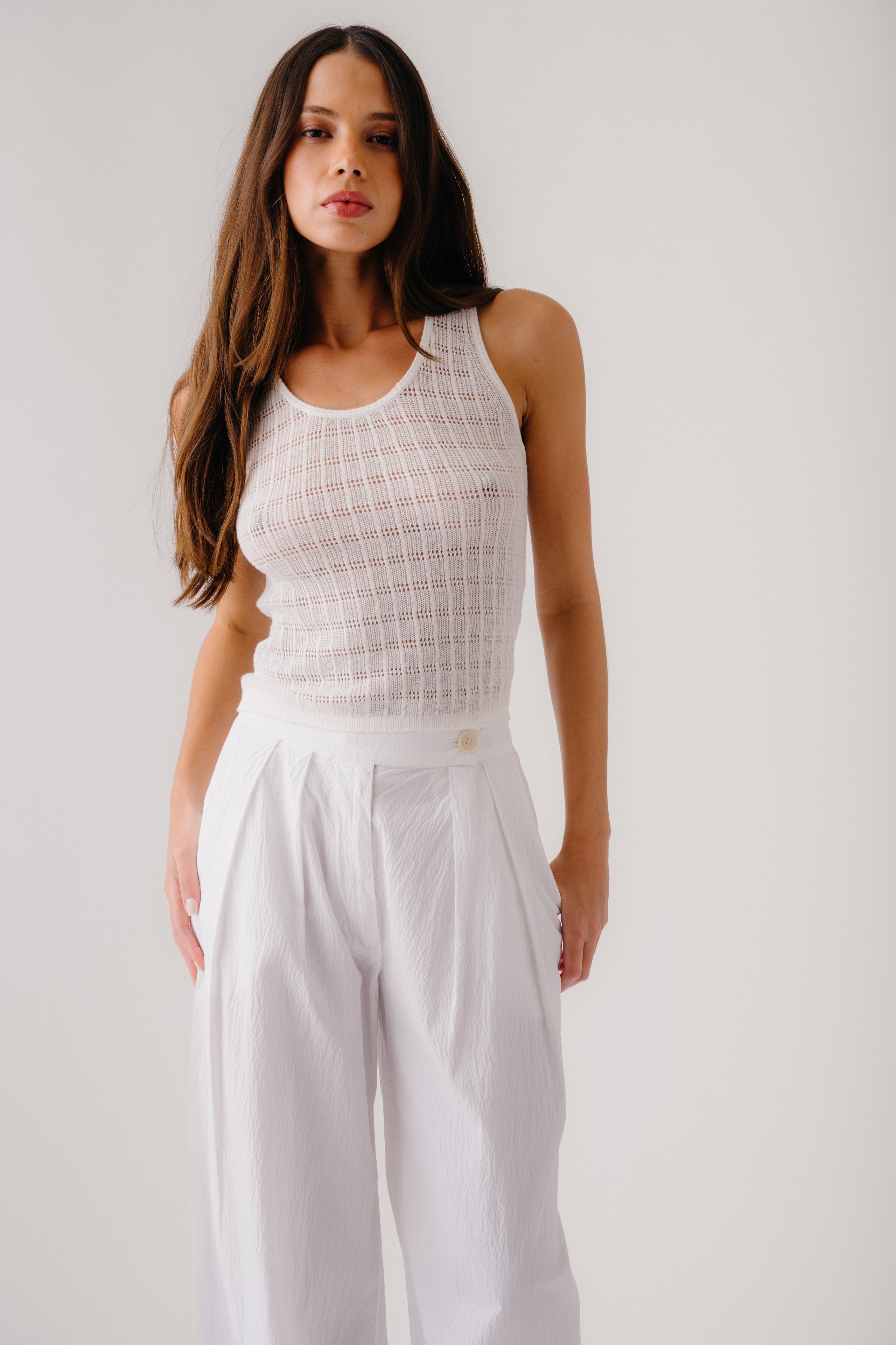 CORDELIA SCOOPED NECK TANK | GARDENIA