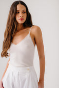 ADA V-NECK CAMI W/ LACE | GARDENIA