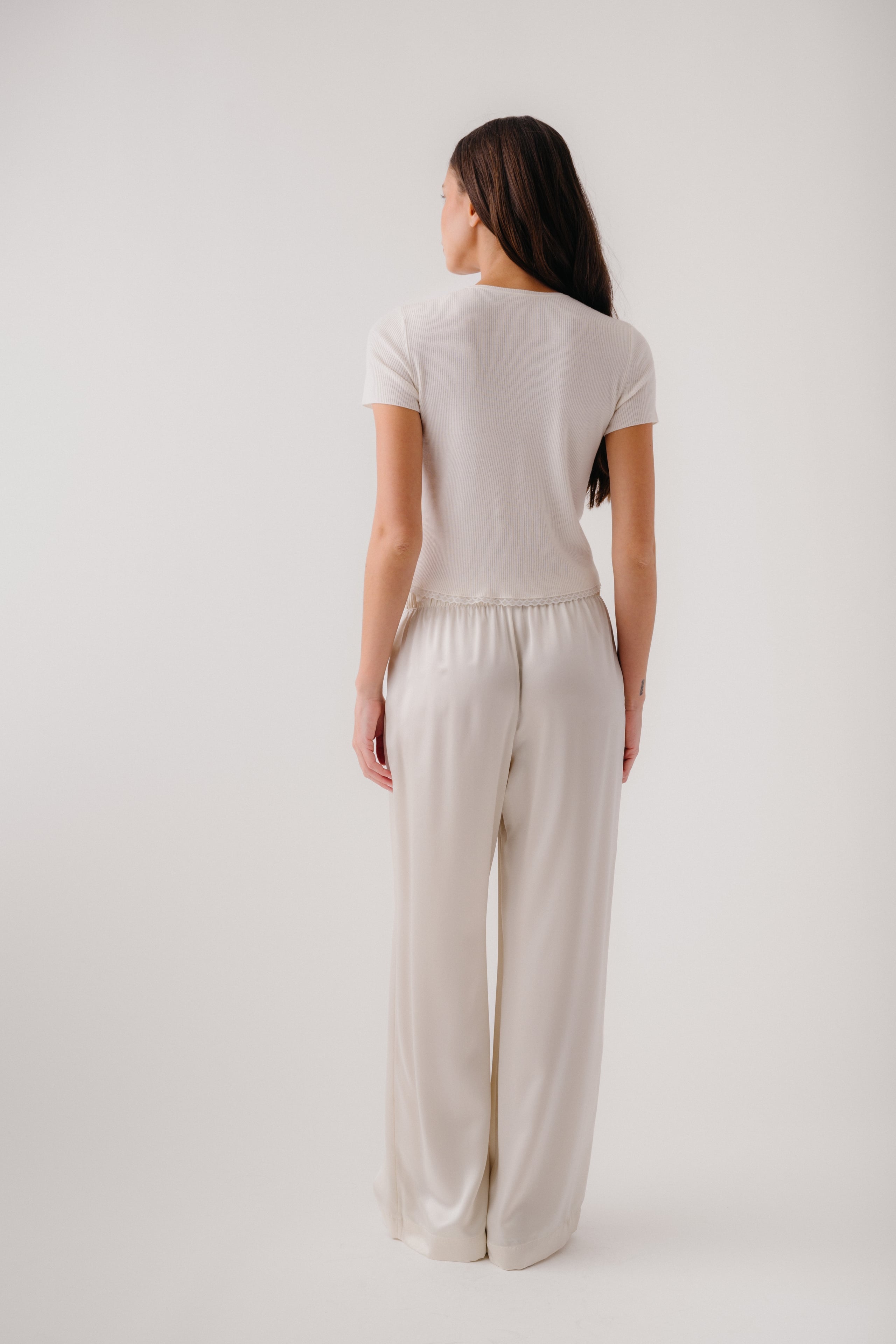 ADELAIDE SLIM CARDIGAN W/ LACE | GARDENIA