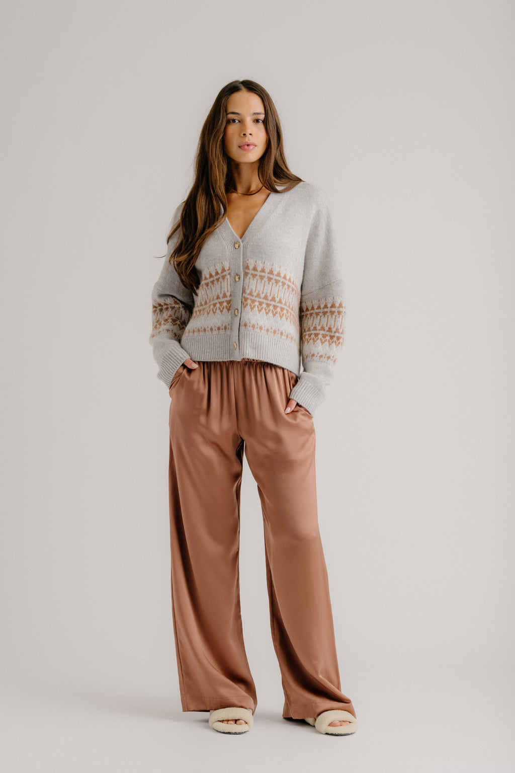 ELLIOT BOXY CROPPED CASHMERE FAIR ISLE CARDIGAN | FOGGY MULTI