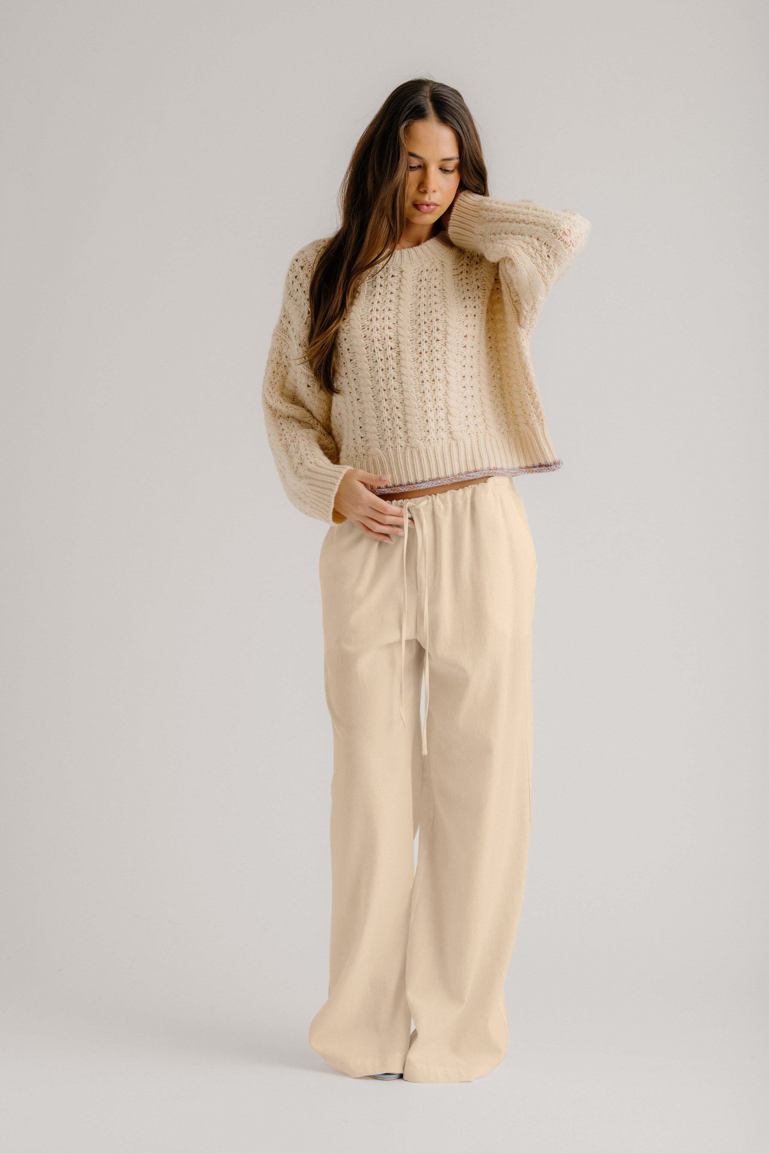TARA SLOUCHY CASHMERE CREWNECK | BUTTERCREAM